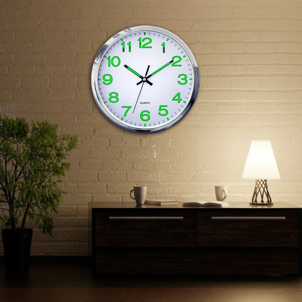 Night Light Wall Clock Battery Operated, 12 Inch Wall Clocks for Living Room/Bedroom/Kitchen, Large Digital Display Easy to Read