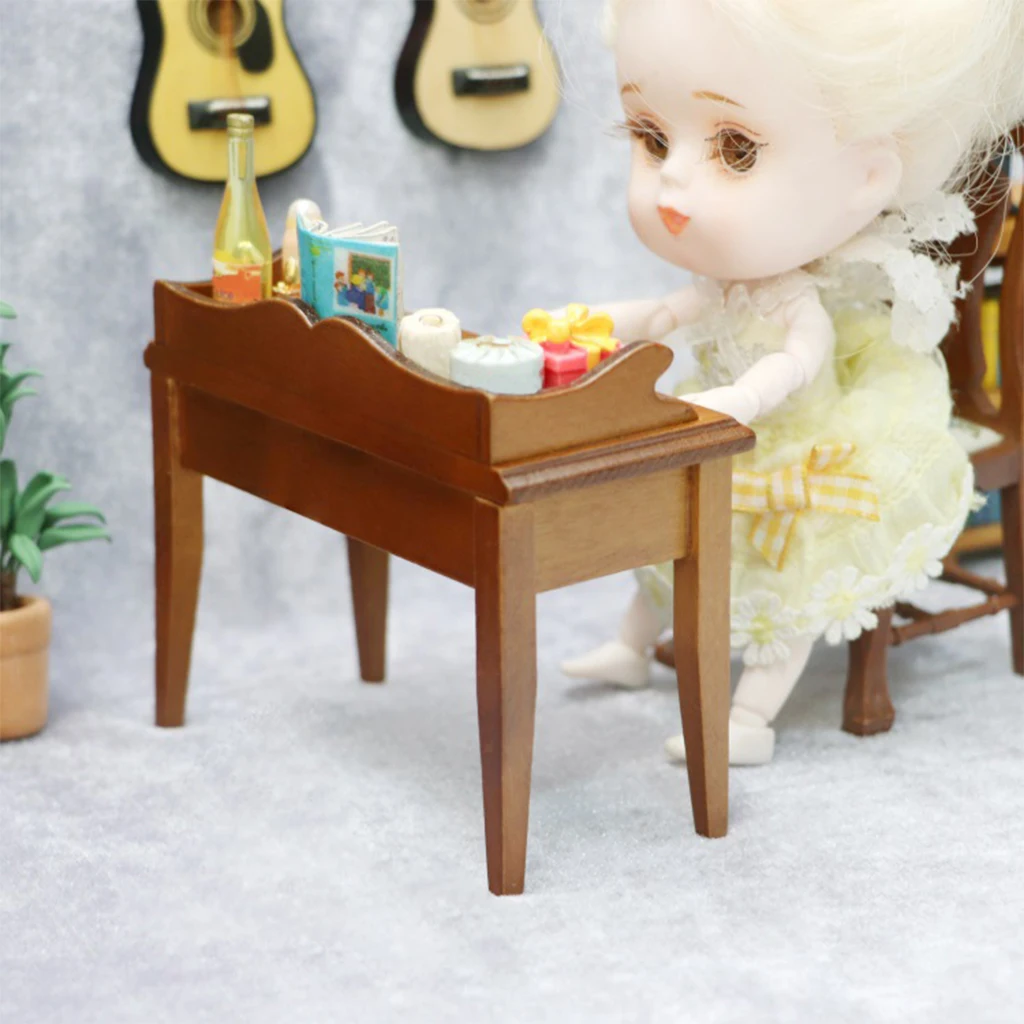 1/12 Doll House Handmade Shabby Vintage Retro Wood Table Study Desk Modern Furniture Model Life Scene Accessory Toys