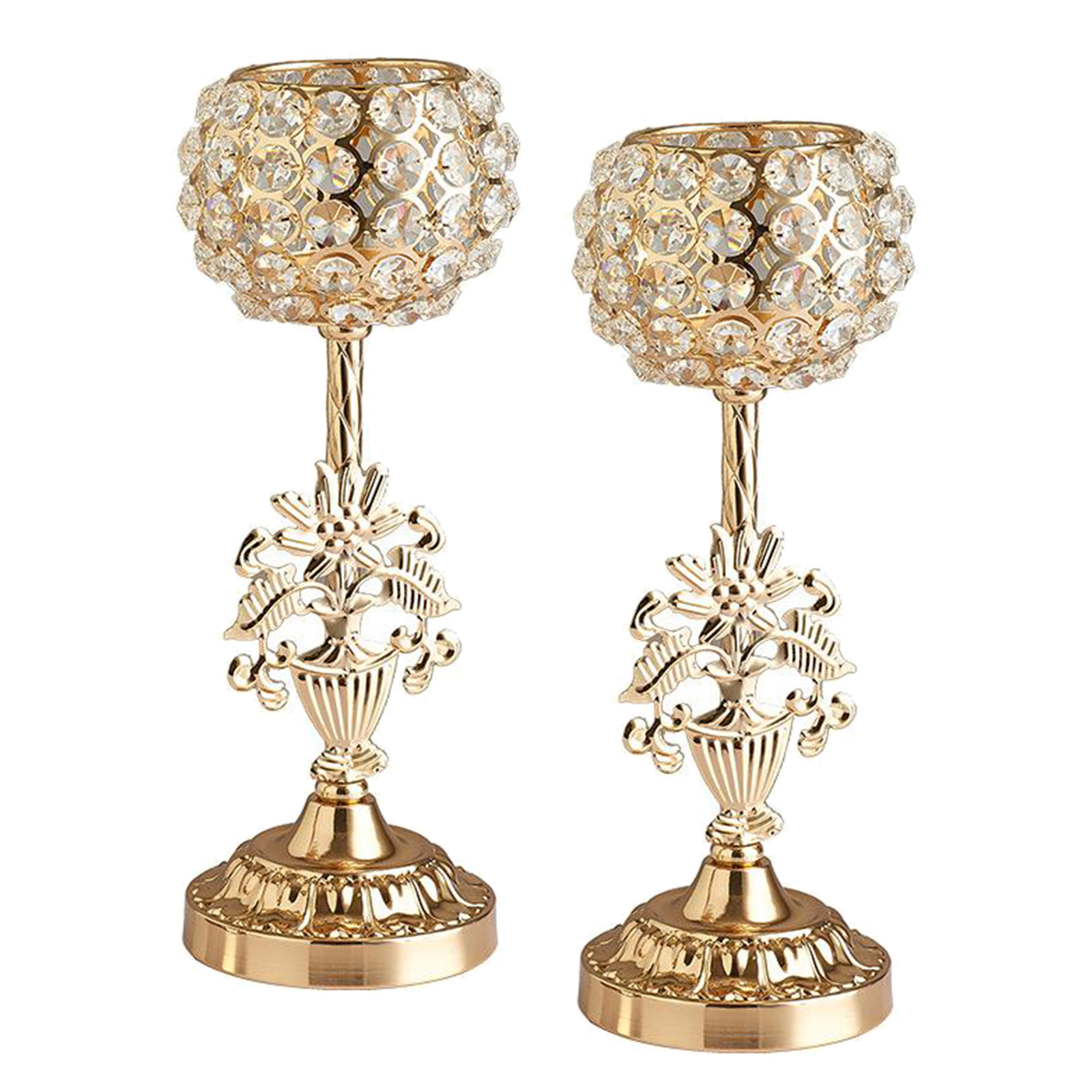 2x Gold Crystal Candlestick Candle Holder Candelabra Wedding Decor Metal