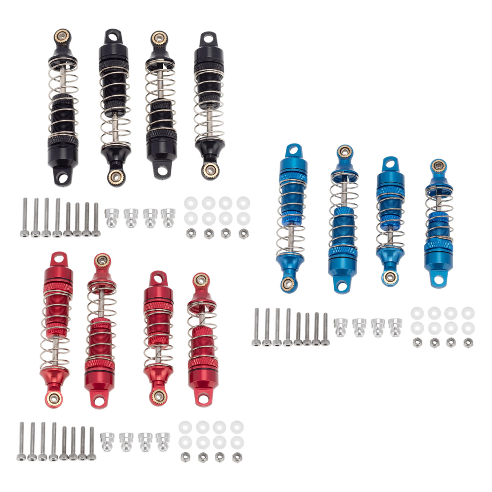 4Pcs Front & Rear Shock Absorber Aluminum Alloy Accessories Spring Assisted Sturdy for Losi 1/18 Mini-T 2.0 2WD Stadium Truck