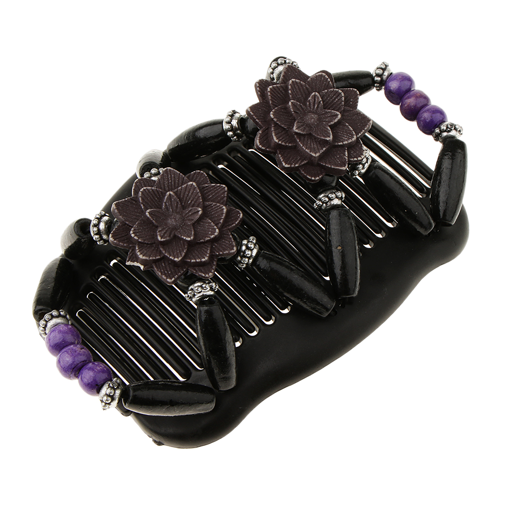 Double Hair Comb With Wooden Beaded Easy Magic Hair Clip Hairstyle Accessory