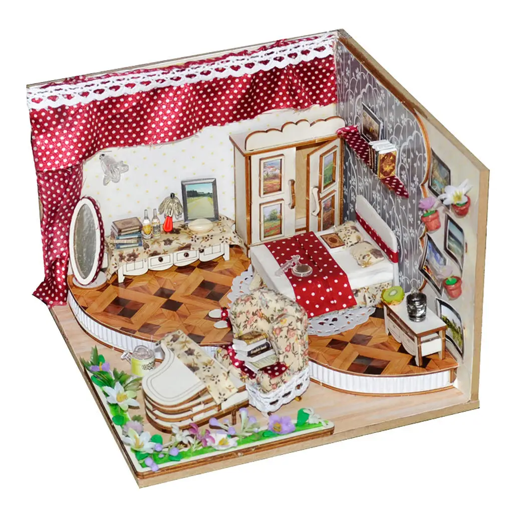 1:24 DIY Handicraft Miniature Project Wooden Dolls House - Romantic Vintage Bedroom Gift