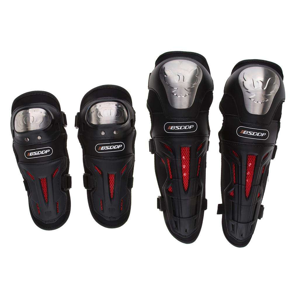 Unisex 4Pcs/Set Black Motorcycles Knee Elbow Pads Protection Motobikes Racing Knee Shin Guards Protective Gear for Adults