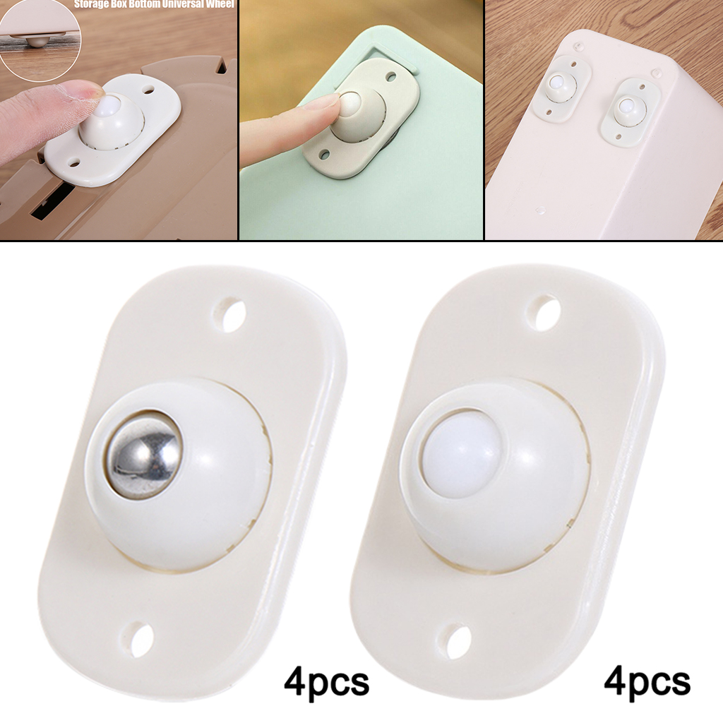 4 Pieces Storage Box Adhesive Pulley Wheels Trash Can Paste Wheels Steel Ball