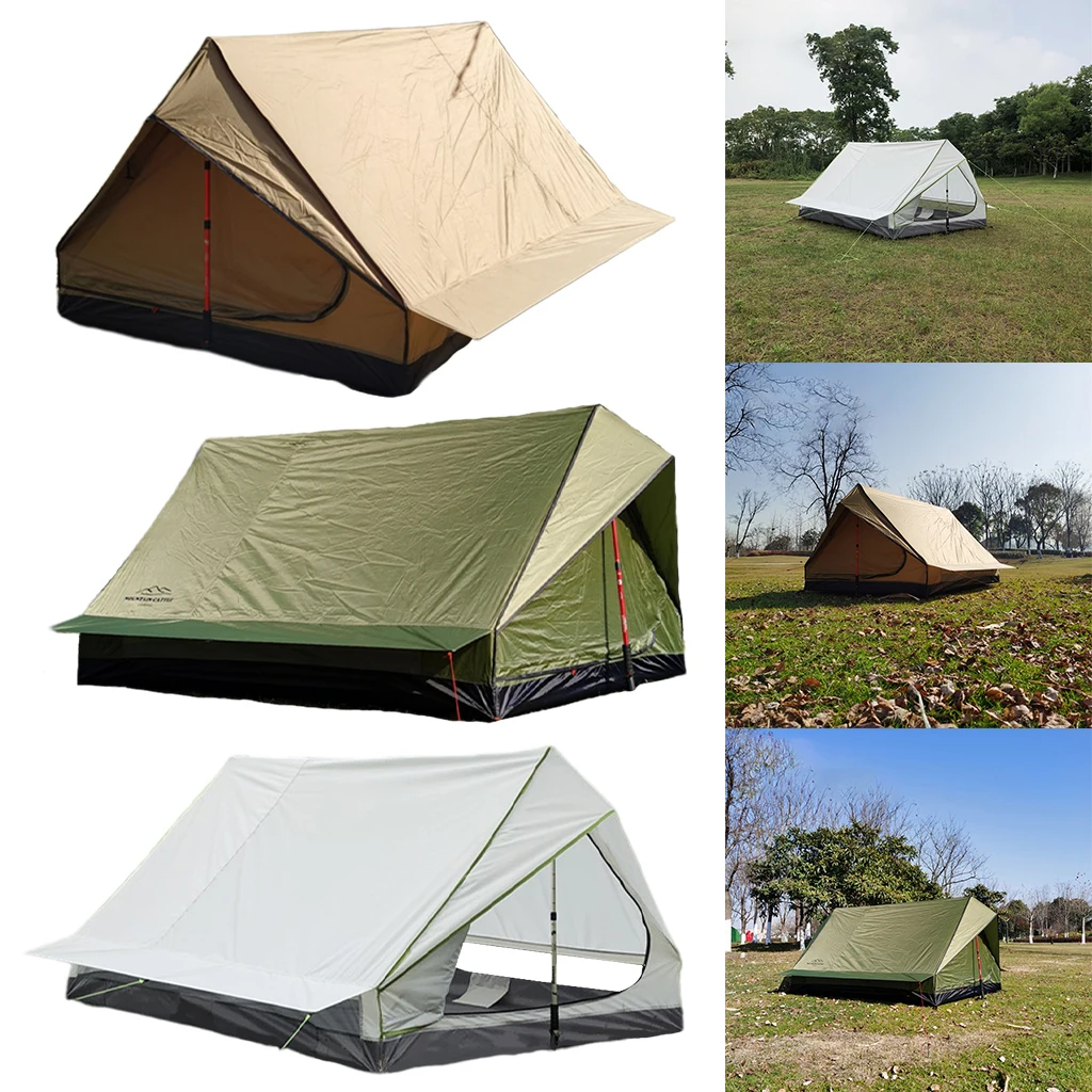 Backpacking Tent, Lightweight Bushcraft Shelter 2 Men Tent,Waterproof and Easy Set Up, Great for Camping Hiking(NO POLES)