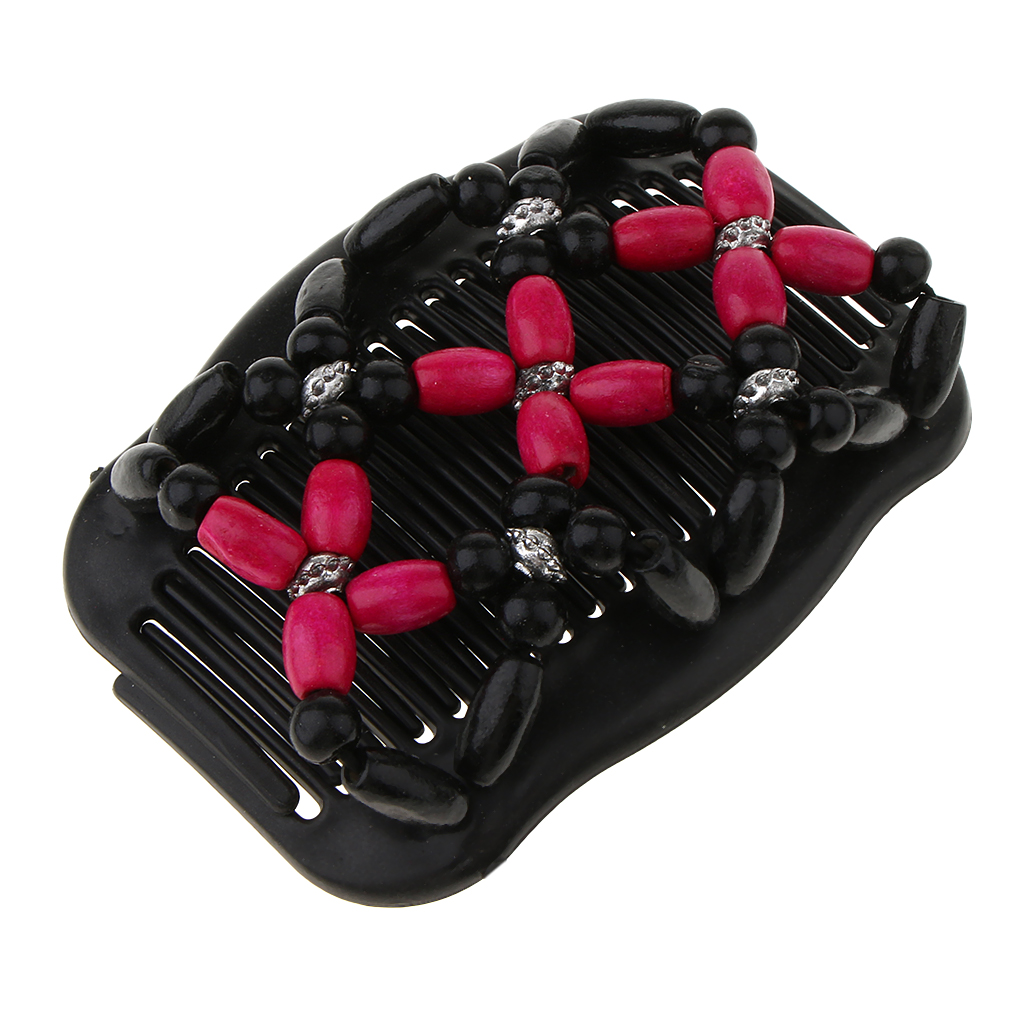 New Vintage Elastic Hairpin Stretch Hair Comb Flower Decor Beaded Hair Magic Comb Clip Beads Pin Ladies Hair Styling Tool