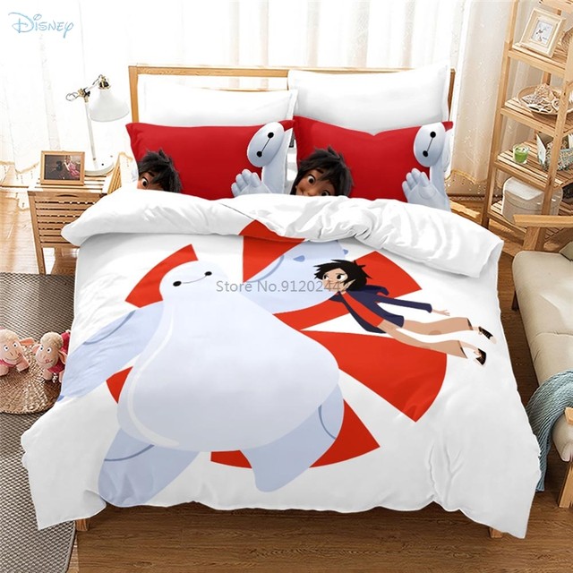 Home Textile Cartoon Big Hero 6 Pattern Bedding Set for Boys Girls