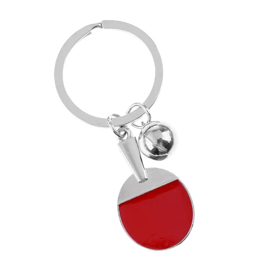 MagiDeal Sturdy Alloy Table Tennis Style Keychain Mini Paddle Ball Keyring Bag Decor Gifts Souvenir