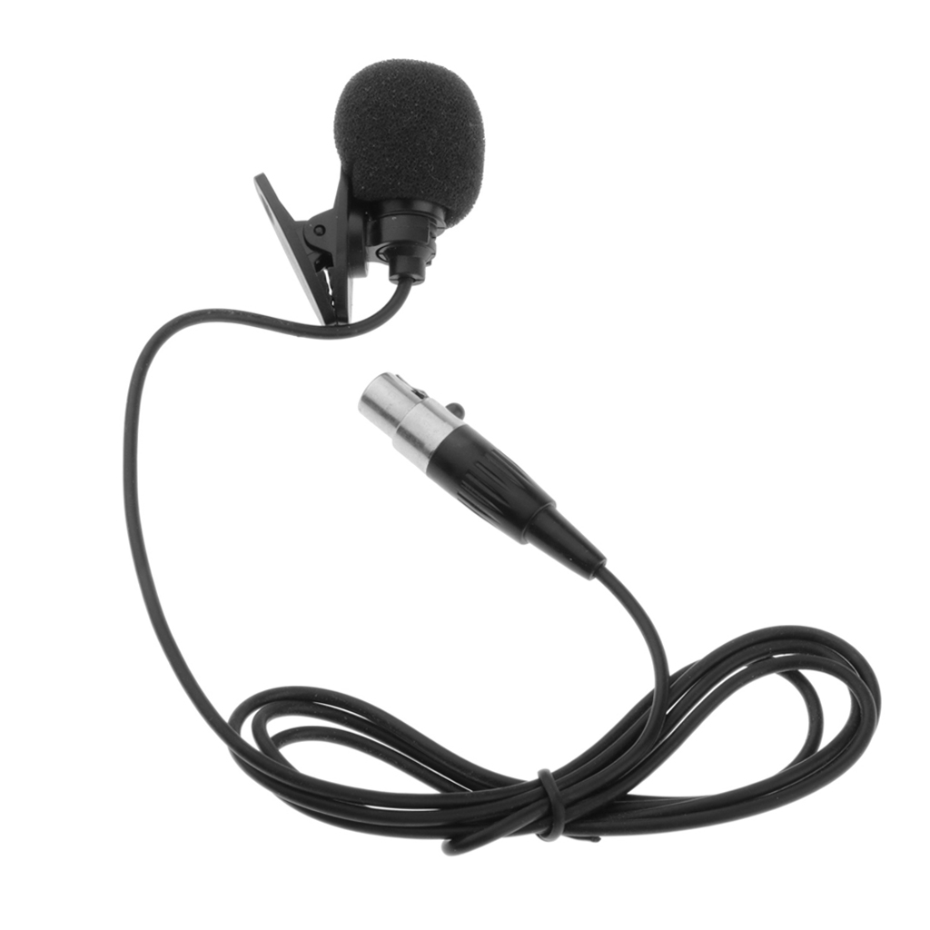 XLR 4 Pin Lavalier Microphone Condenser Tie Clip For Wireless Transmitter