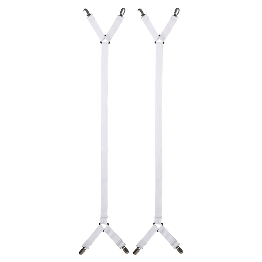 Set of 2, Elastic Bed Sheet Fasteners Fitted Flat Sheets Straps Suspenders Grippers, Mattress Pad Duvet Cover Holder Clips
