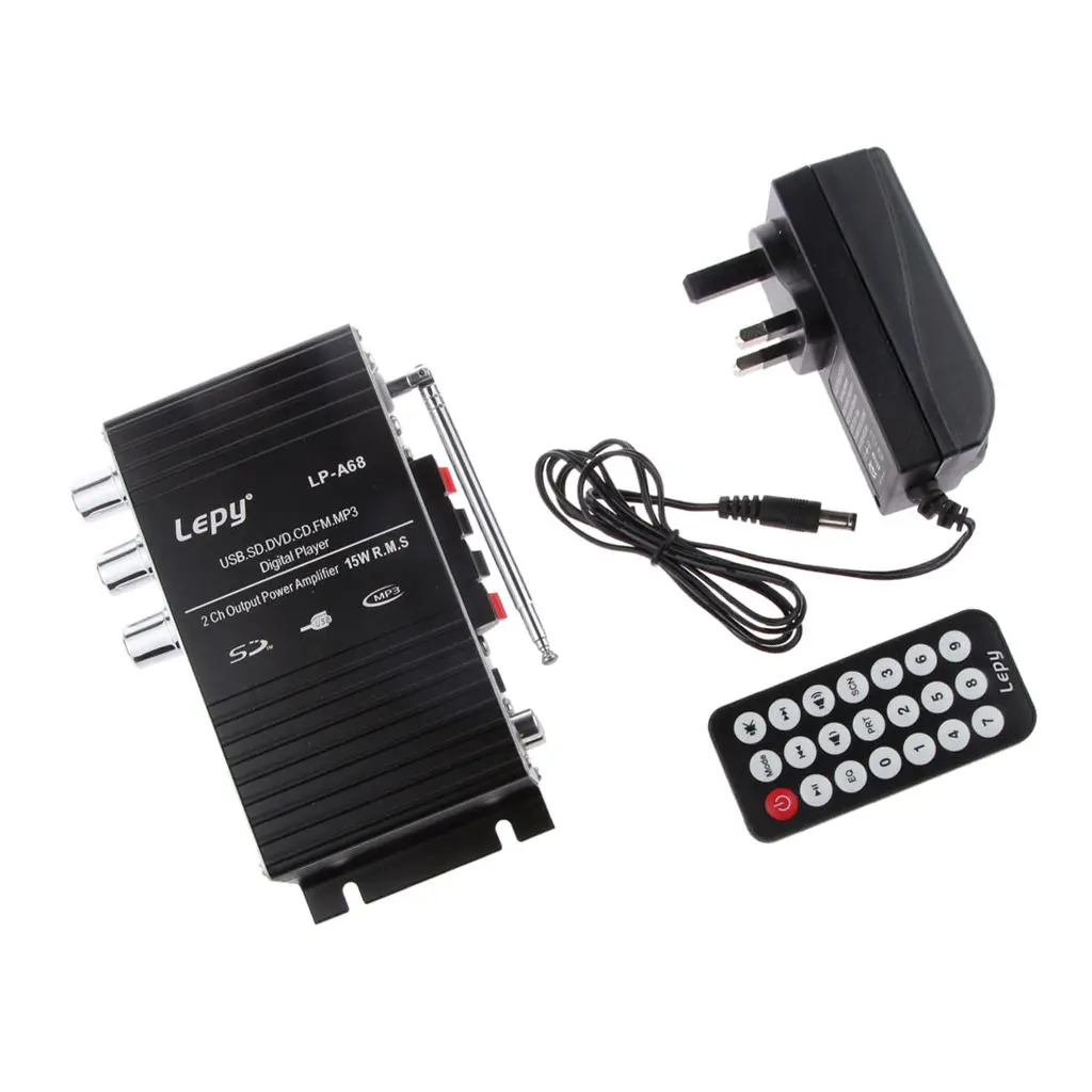 Lepai LP-A68 2x15W Mini Amplifier with Remote USB MP3 Media 