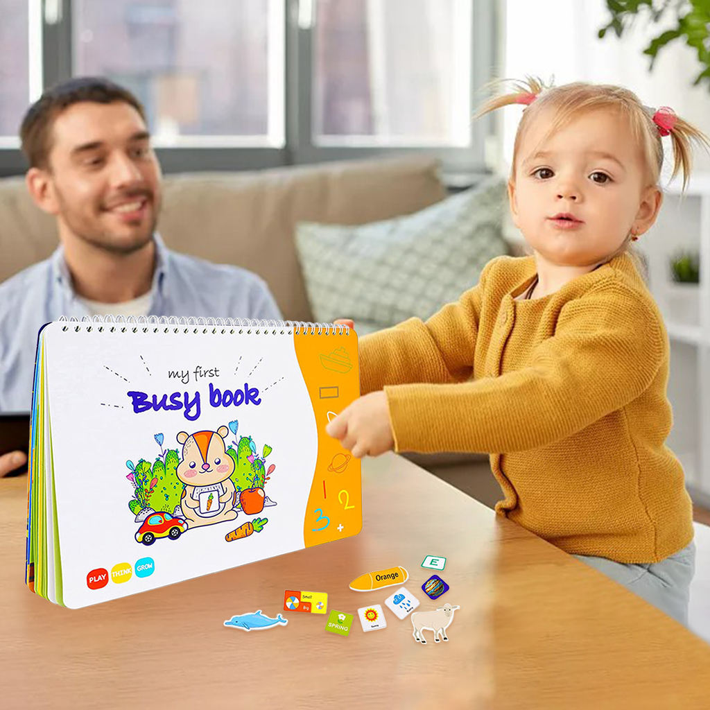Kids Busy Book Educational 12 Pages Developing Puzzle Activity Book Toys for Toys Gifts Kids Children Baby Toddlers Boys Girls