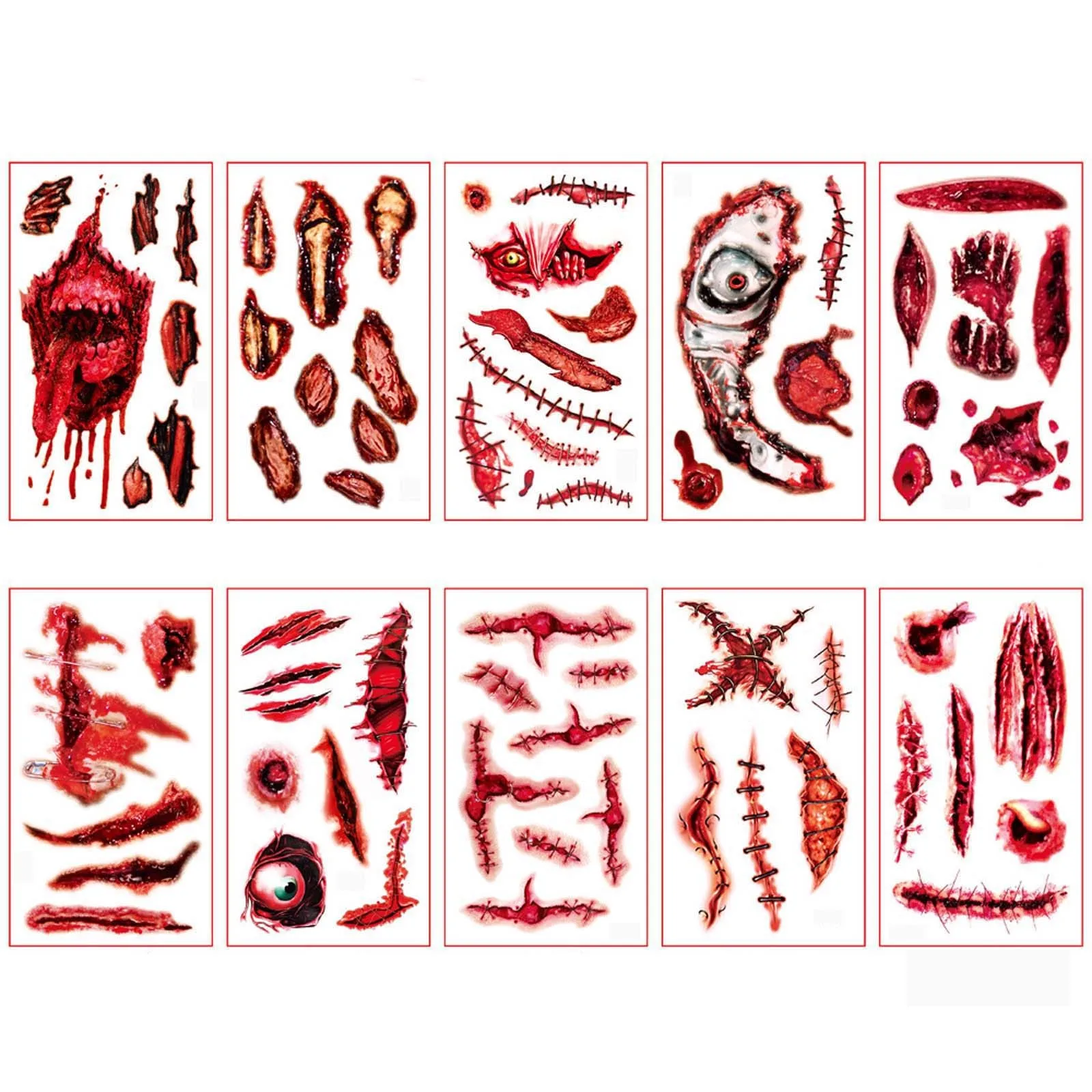 Halloween Bullet Hole Wound Blood Horror Tattoo Small and Exquisite Sticker  Scar Zombie' Makeup наклейки Party Decoración - AliExpress Home & Garden