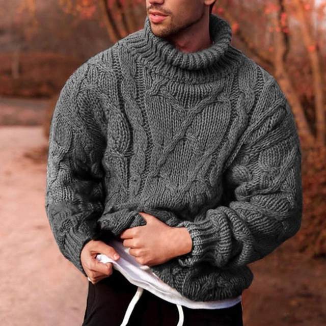 Pull Homme Col Roud Hiver - Tricoté Motif Irrégulier - Manches Longues - Sweater Décontracté Chaud