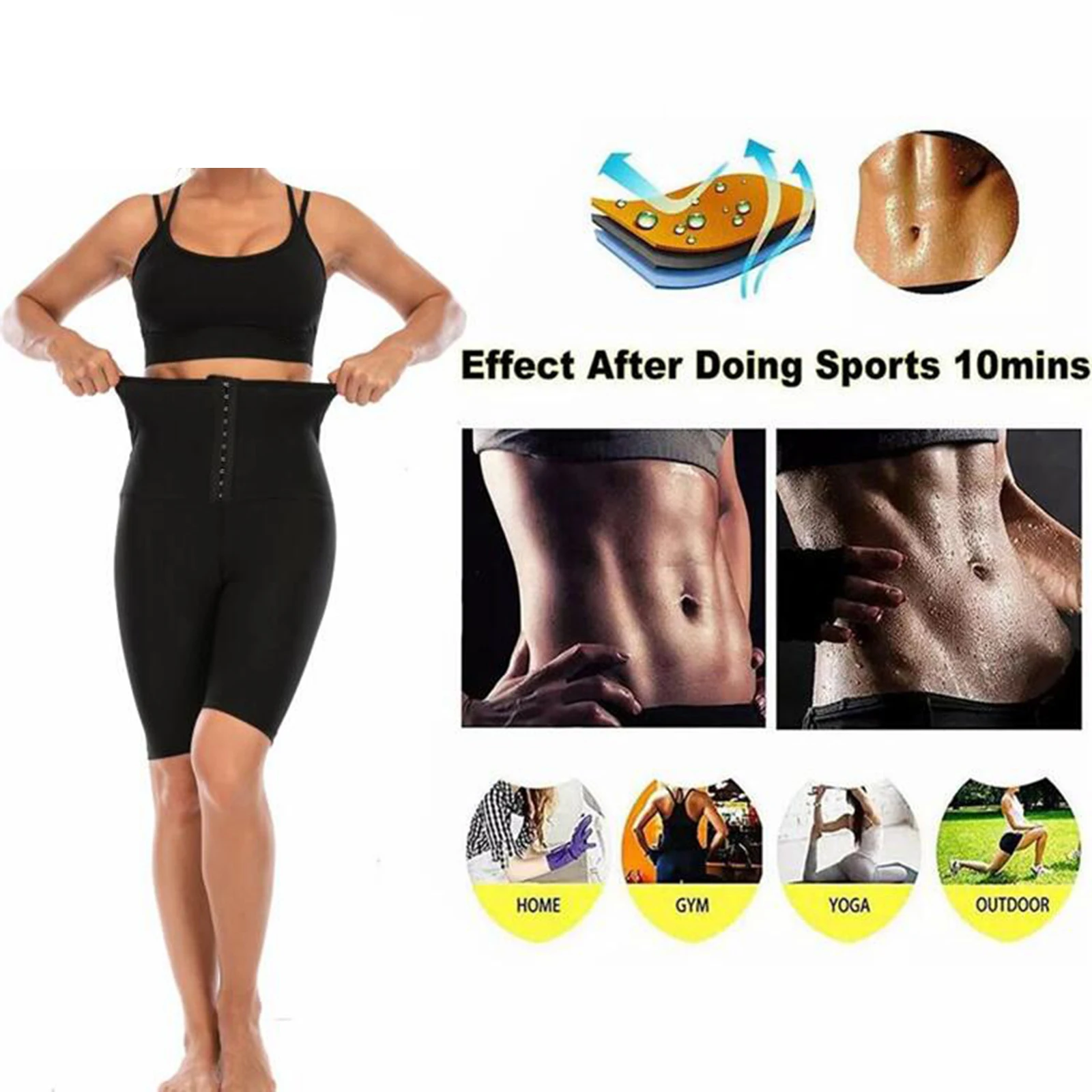 Women Sauna Pants Slimming Sweat Body Shaper Gym Fitness Weight Loss Hot Thermo Sweat Fat Burner Training Sports Shorts Pants