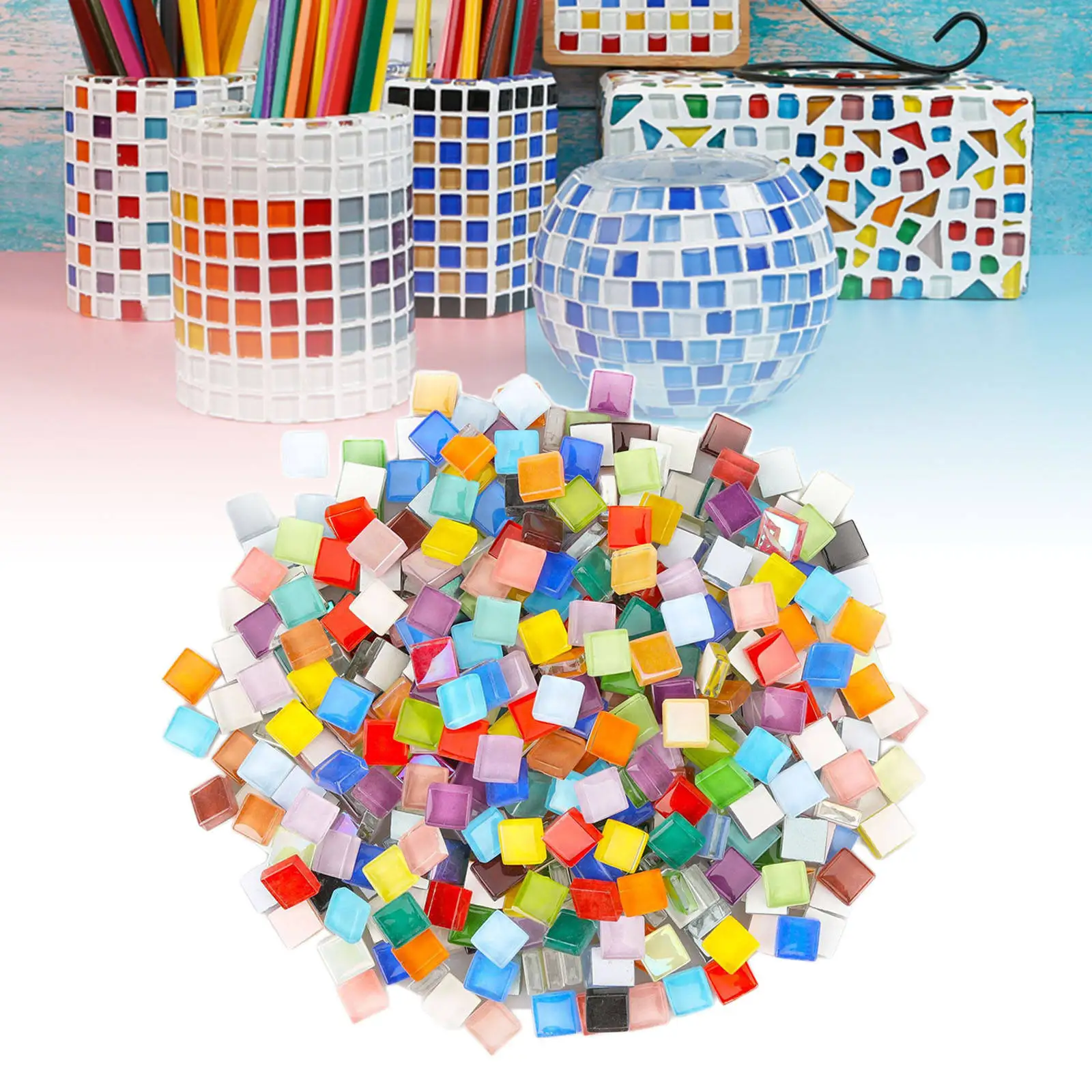 Mini Glass Mosaic Tiles Glitter Mixed Colors Glass Sticker DIY Material for DIY Crafts Hobbies Picture Frames Plates Flowerpots