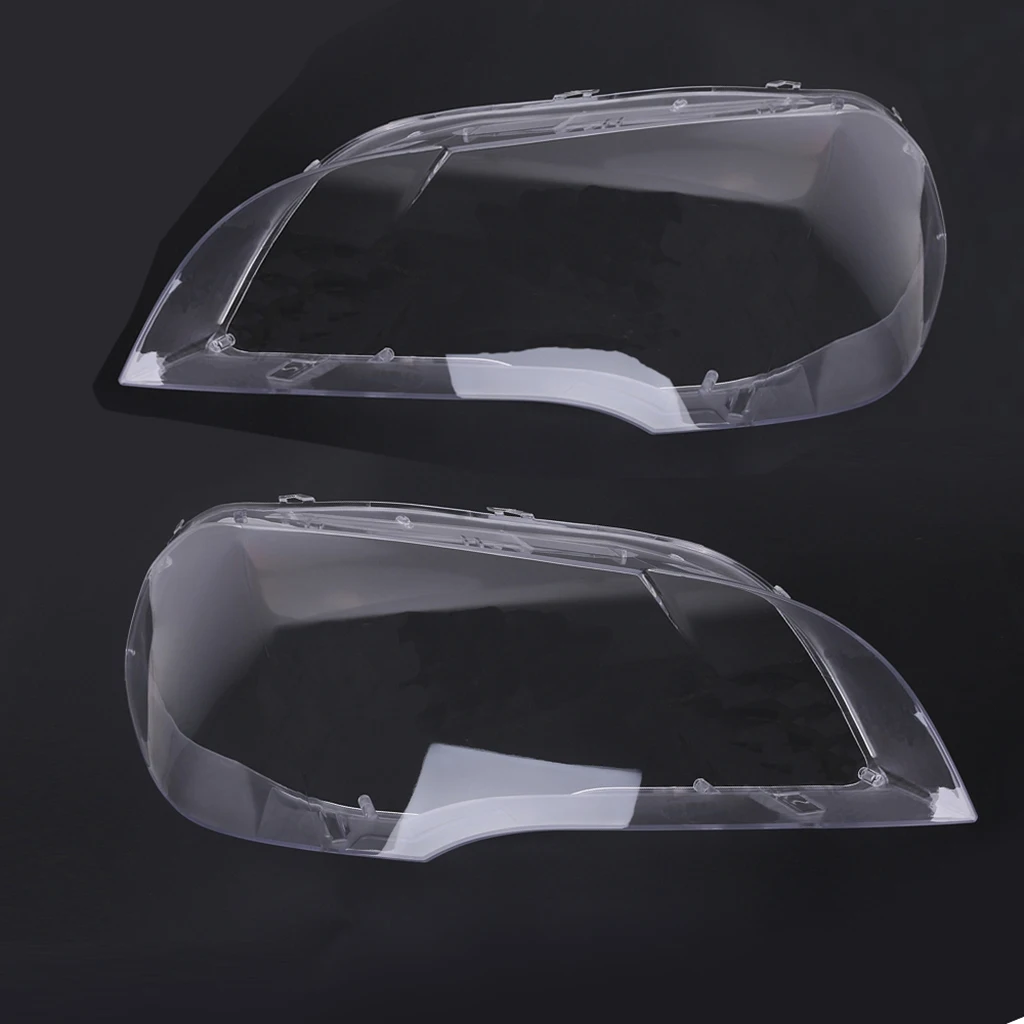 Headlight Lens Cover Clear Head Lamp Lens Shell Cover Replacement Fits for BMW X5 E70 2008-13 63117288997 63117288998