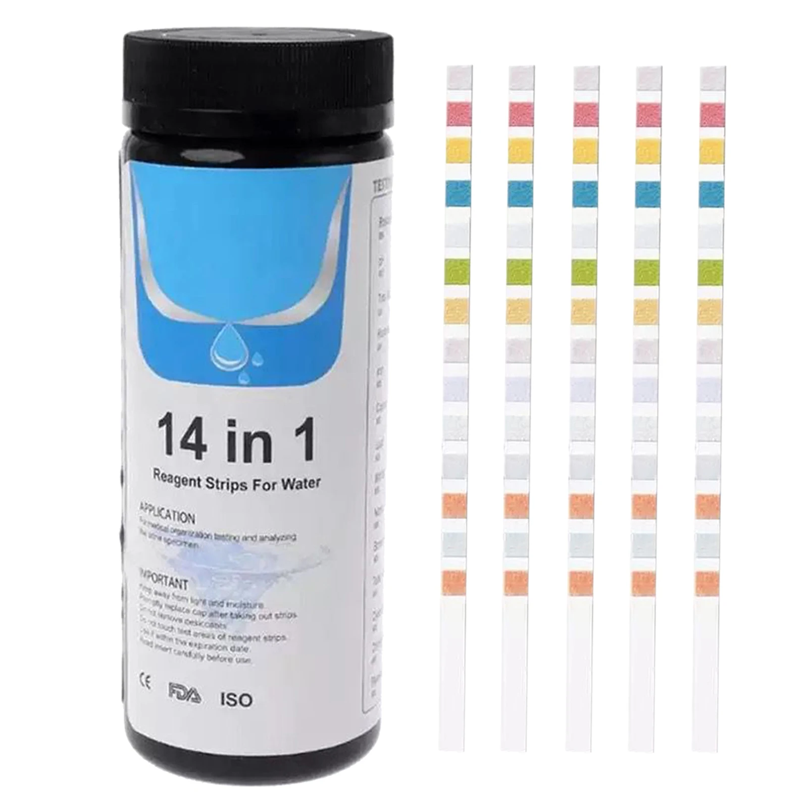 50Pcs/Pack 14 In 1 Water Test Strips Kit Drinking Water Aquarium Tap Hot Tub Water Quality Test