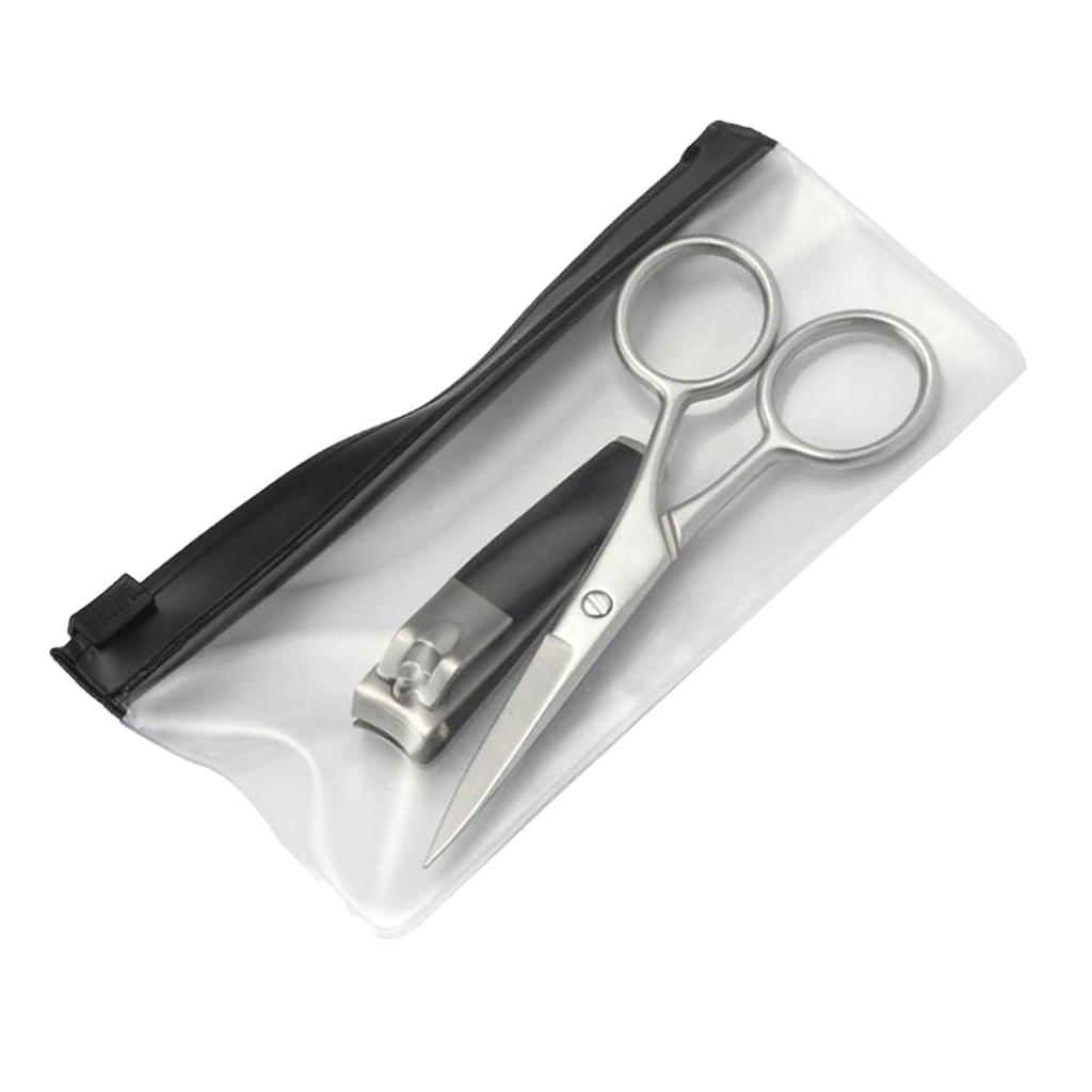 2 In 1 Professional Nail Clippers Cutter Manicure Set Grooming Nail Care Eyebrow Beard Scissors Set