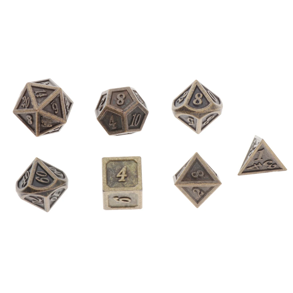 7 x Die Metal Polyhedral Dice Set - Role Playing Game Dice Set for RPG    D&D or