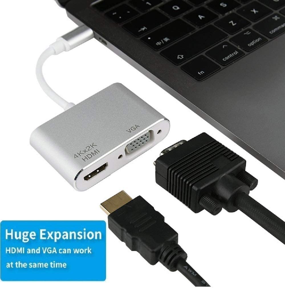 to HDMI 4K+VGA Converter Adapter,Dual 