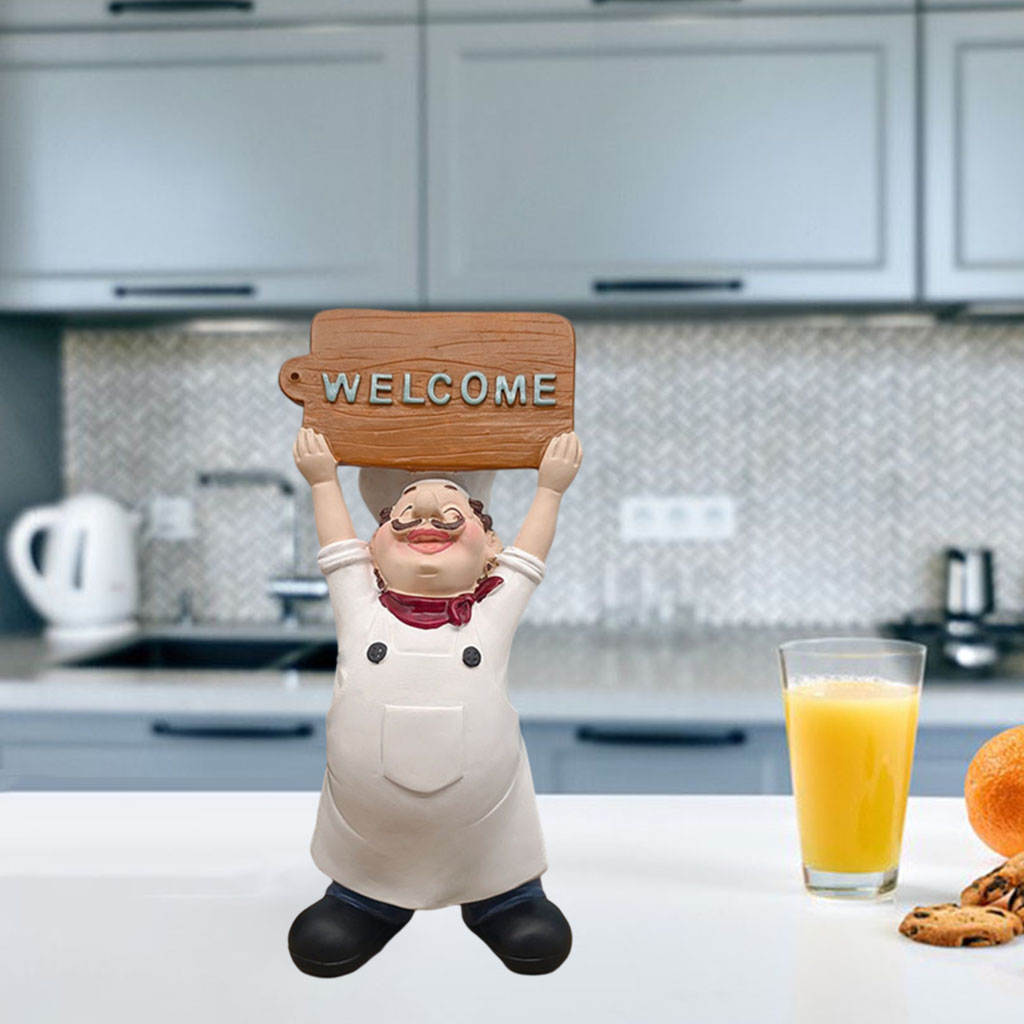 Cartoon Chef Figurine Cooking Statue Furnishing Articles for Restaurant Tabletop