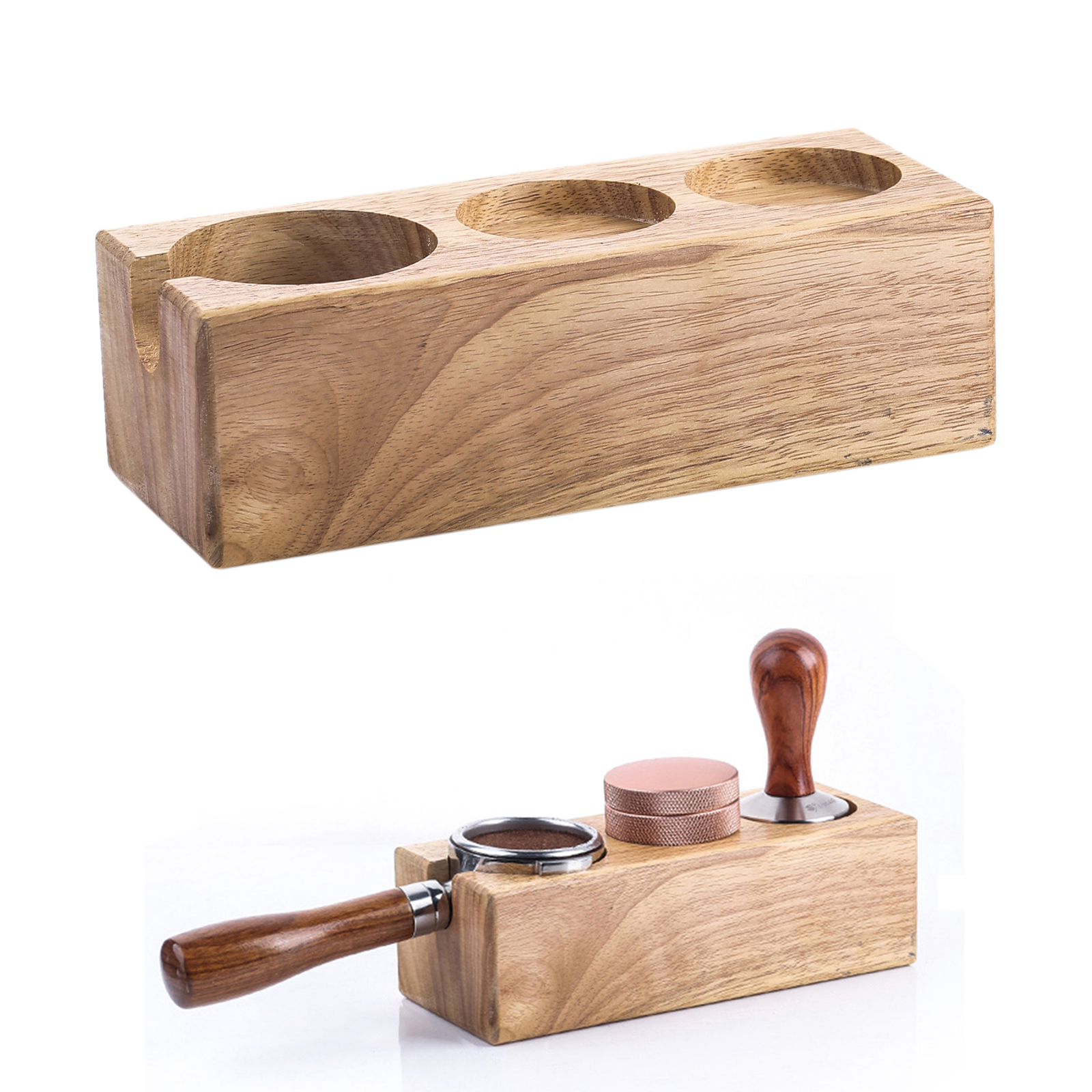 51/58MM Beech Wood Manual Coffee Tamper Holder Coffee Powder Maker Rack Tool Accessory Espresso Latte Art Pen Stand