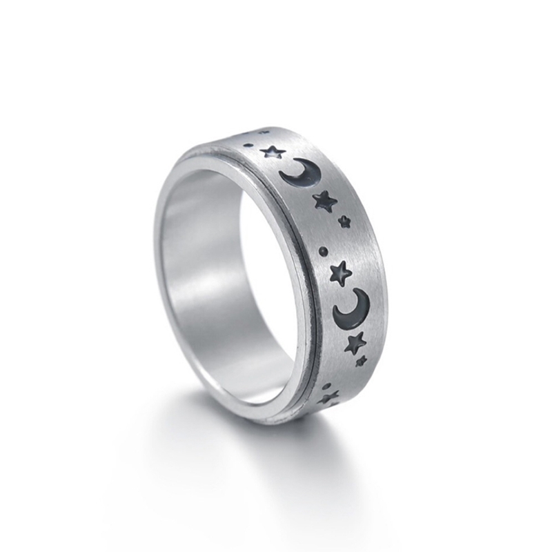 X4ya ステンレス鋼の自由奔放に生きる 不安を軽減する 男性と女性のための誕生日のストレス 回転する星と月のリング 指輪 Aliexpress 男性女性のための男性女性クールのためのステンレス鋼そわそわスピナー男性女性のための女性の結婚式の婚約バンド Acores Com Br