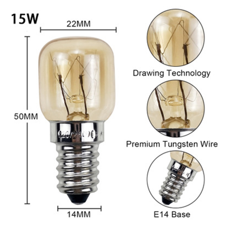 Description Picture 6 of item2pcs 220V E14 300 Degree High Temperature Resistant Microwave Oven Bulb Cooker Lamp Lighting Bulb 15W Silver Color