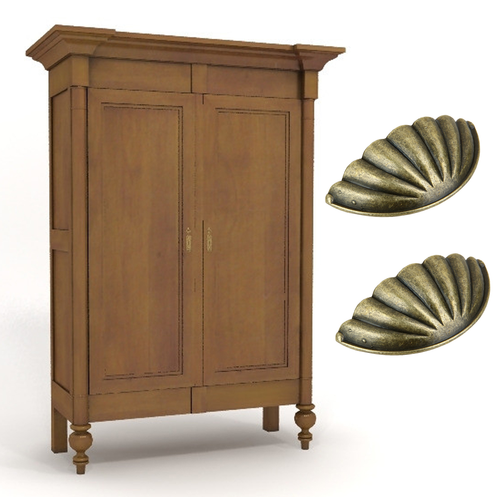 Drawer Wardrobe Kitchen Cabinet Door Pull Handles Shell Knobs Antique