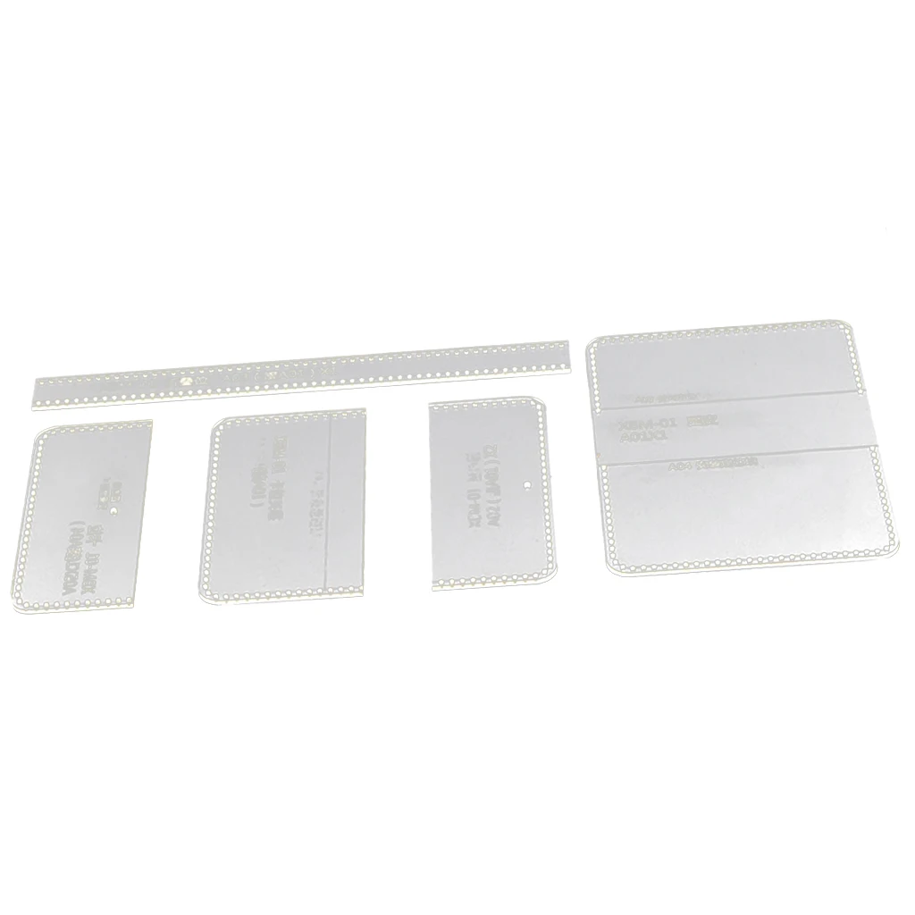 5x Transparent Clear Acrylic Wallet Pattern Stencil Template Set Leather Craft DIY Tool