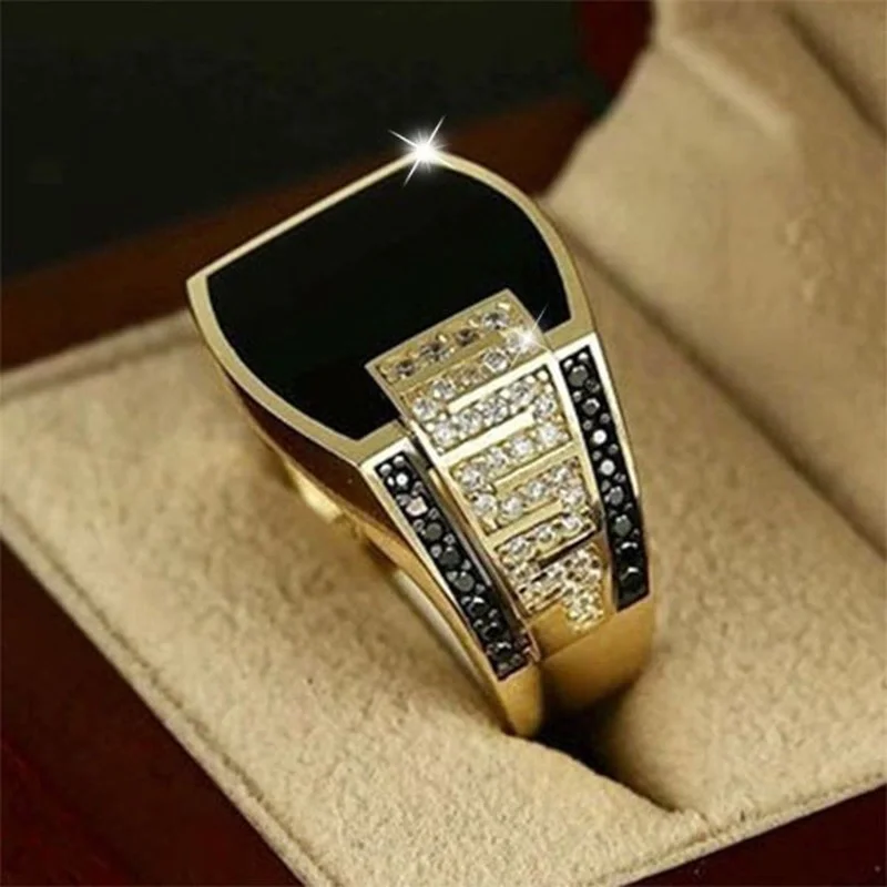 H4ecd198e7c8a4dd390b7c2dbc9aead5c1 Classic Men's Ring Fashion Metal Gold Color Inlaid Black Stone Zircon Punk Rings for Men Engagement Wedding Luxury Jewelry