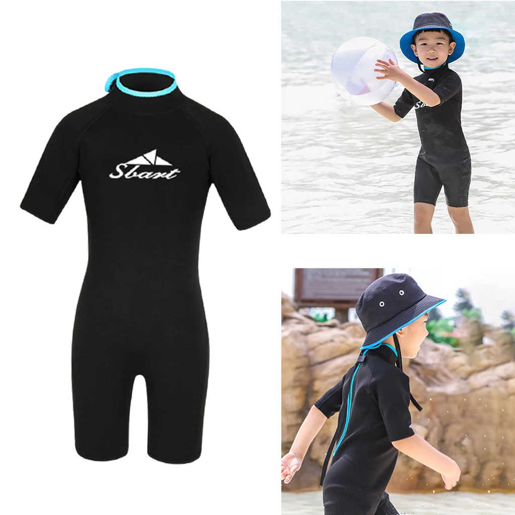 Children Diving Wetsuit One Piece Wet Suit Surf Diving Swimsuit Back Zip Surfing Jumpsuit UV Protect Swimwear for Water Sports
