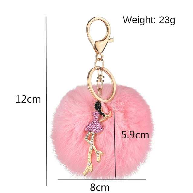 Creative Ballerina Hair Ball Keychain Pendant Ladies Bag Car Key