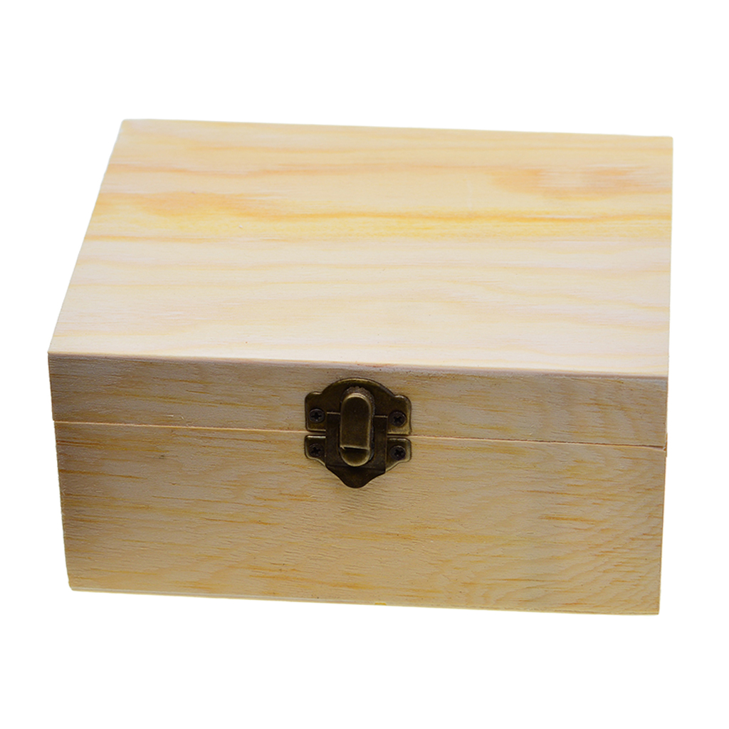 Natural Plain Wood Box Wooden Jewelry Decoupage Storage Box with Mirror Tray