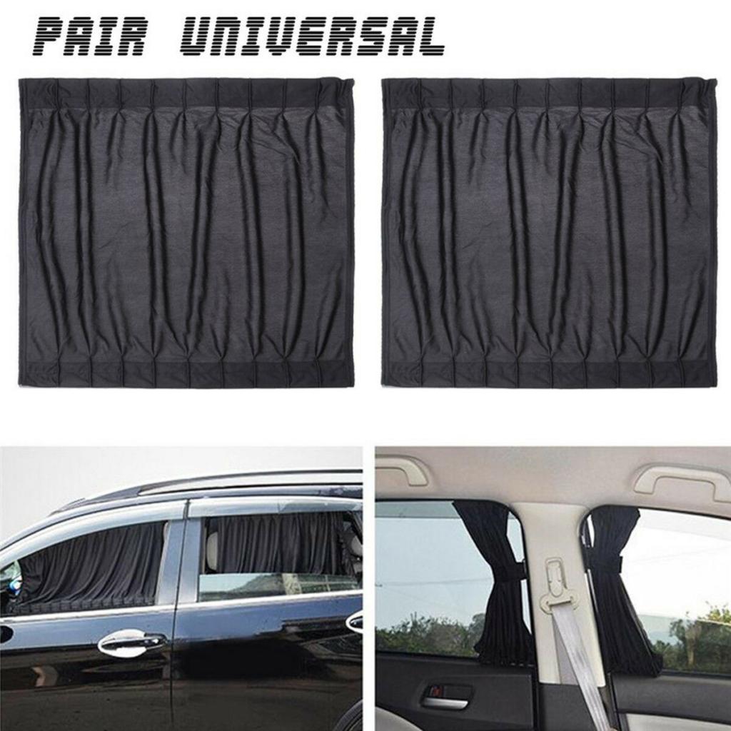 2pcs Cotton Car Window Curtains Sun Shade SUV UV Protection Drape Valance