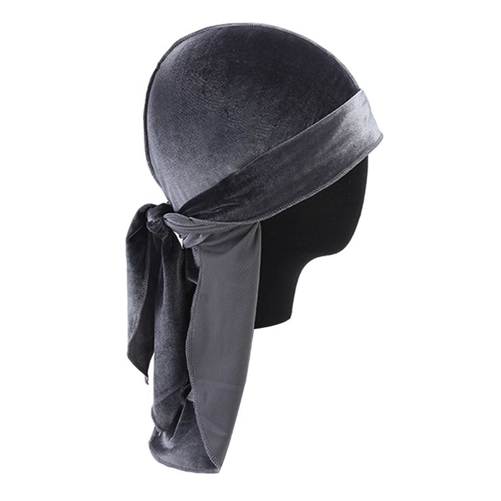 Men's Elegant Velvet Bandana Hat Long Tail Headwear Beanie Cap Chemo Hat