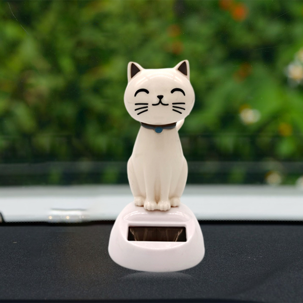 Solar Power Shaking Head Dancing Little Cat Desk Table Top Home Car Interior Decor Bobble Head Doll Dancing Toy Birthday Gift