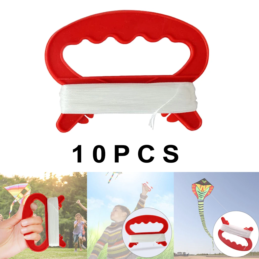 10Pack Flying Kite Spool Handle with Line Kite String Outdoor Activity