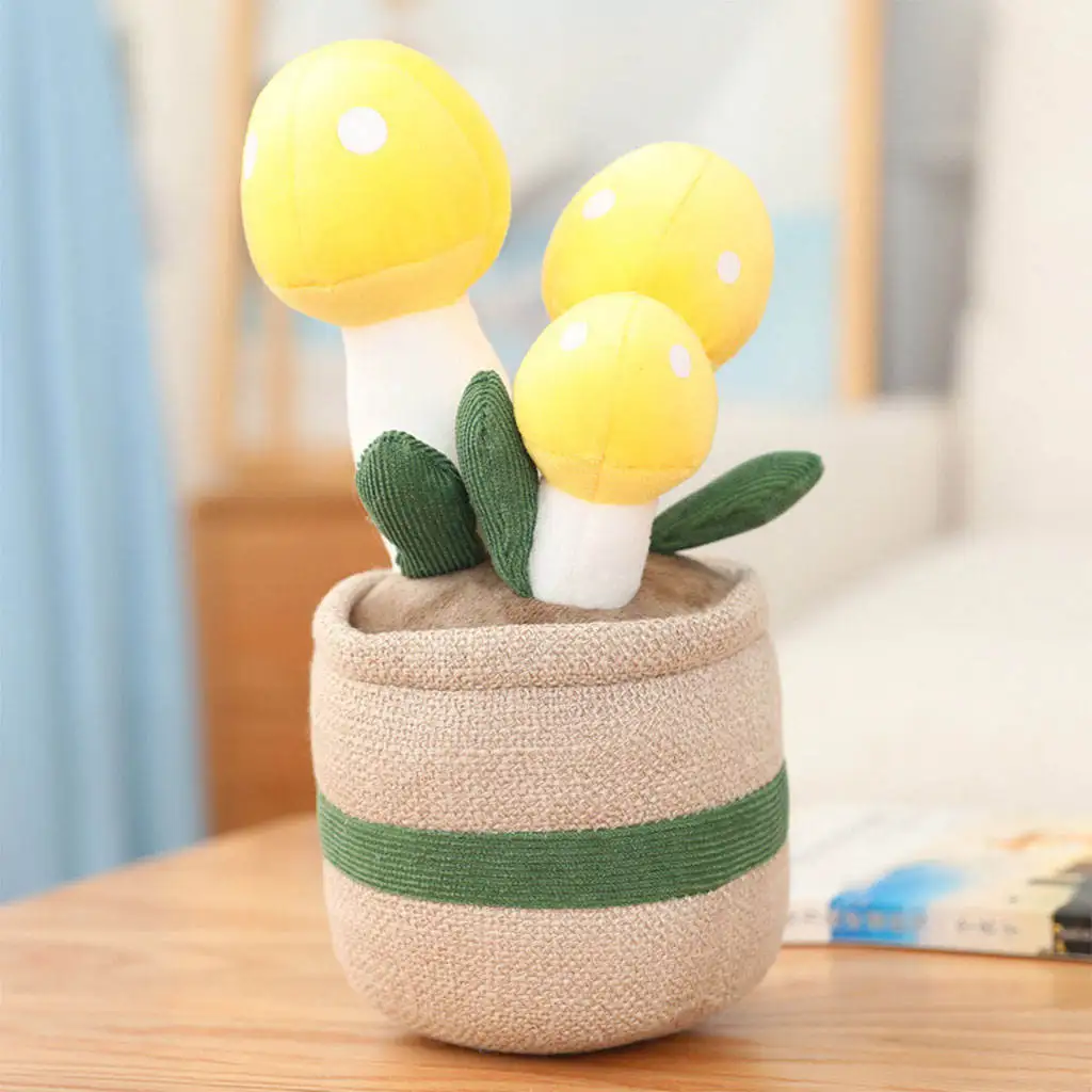 Simulation Cute Potted Plants Stuffed Plush Toys, 25cm Lovely Animal Claw Dolls, Home Office Desk Ornament for Kids Adult Gifts
