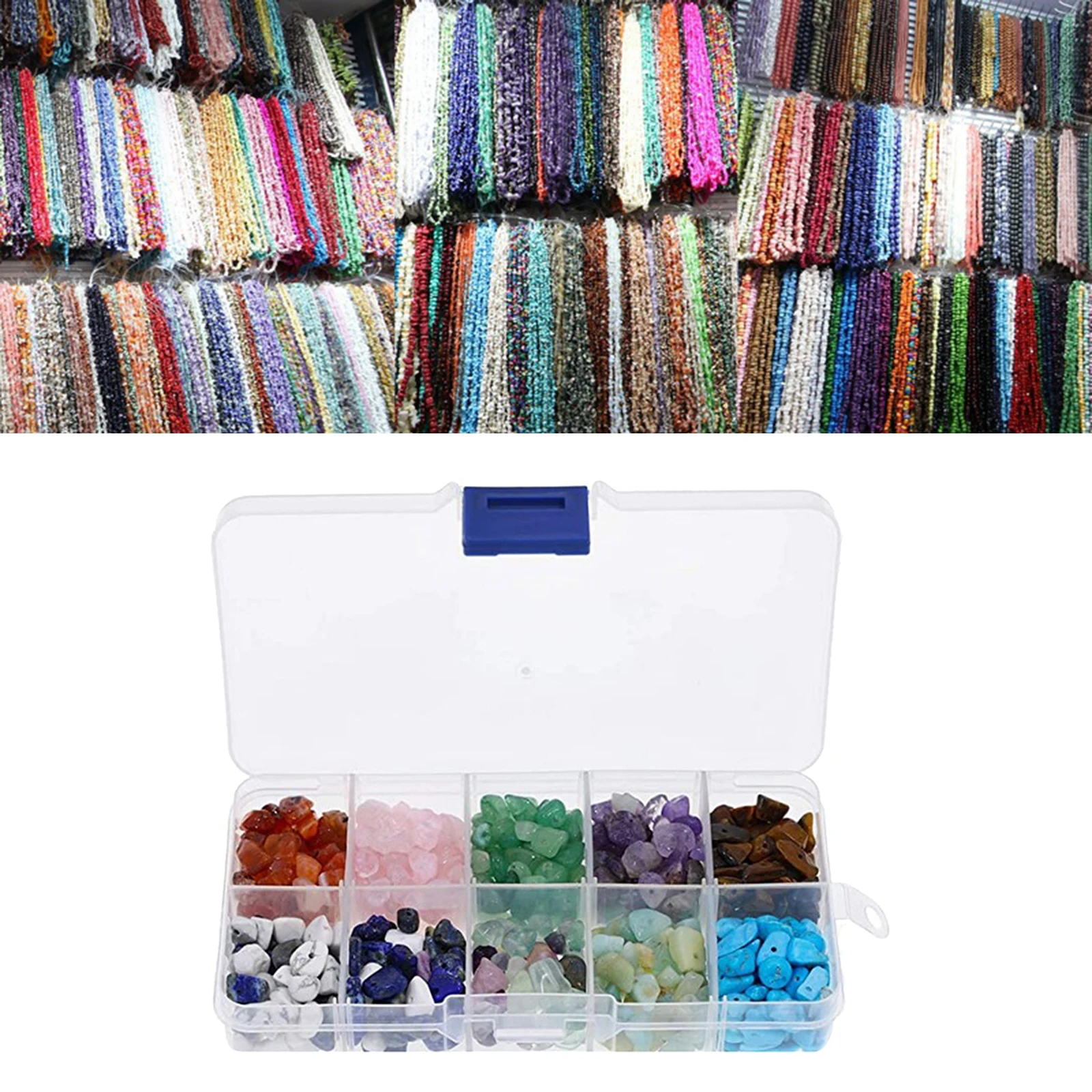 15 Grid Mixed Natural Stone Boxed Crushed Crystal Stones Chips Beads for Home Stones Degaussing Beads DIY