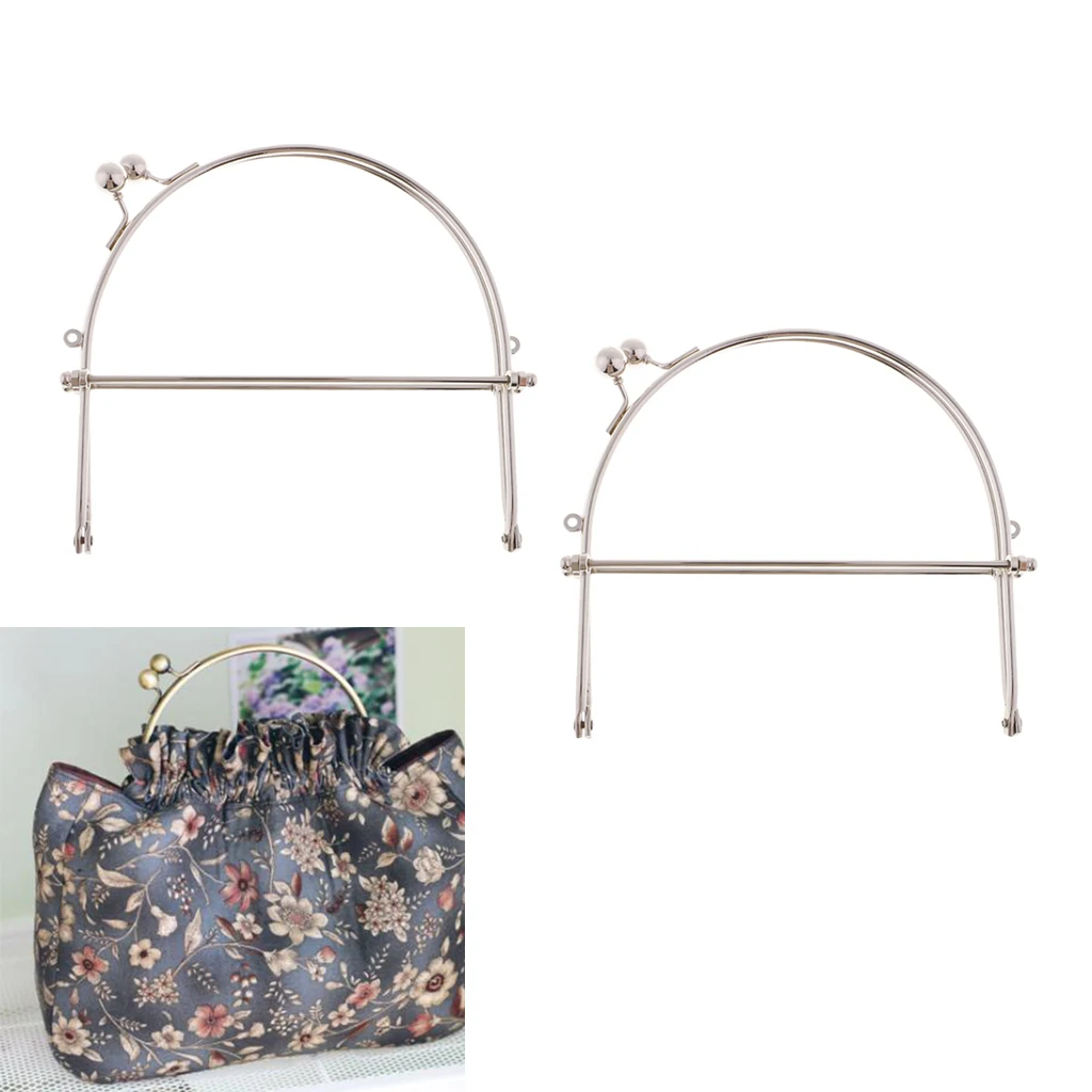 Silver Color Metal Purse Bag Frame Kiss Clasp Lock, Pack of 2