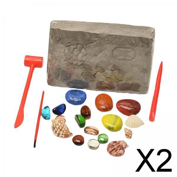 2xCrystal Gemstone Mining Digging Kit Kids DIY Excavation Treasure Toy Set