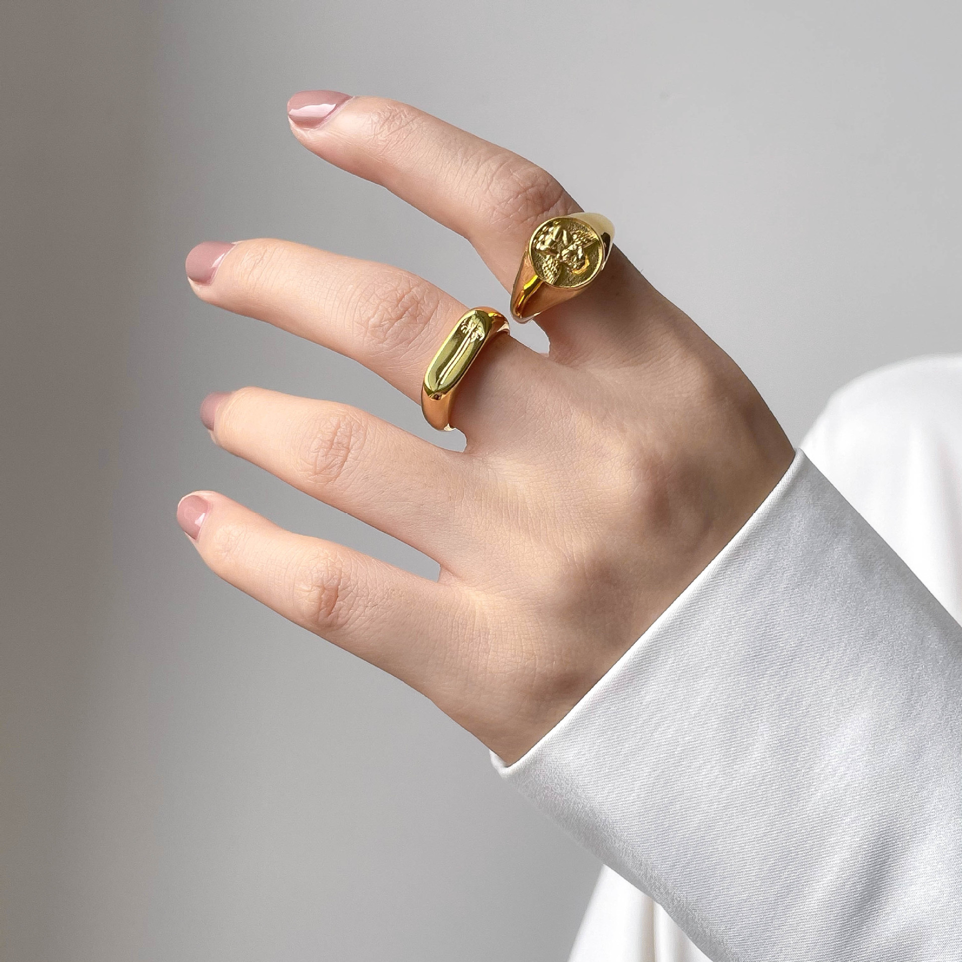 316l Edelstahl Gänseblümchen Ringe für Frauen Engel Form klobige Fingerringe wasserdichten Schmuck Geschenk 2024 – Detail 12