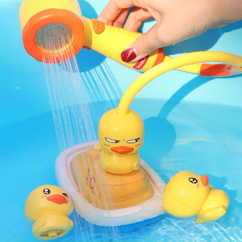 Toddler Baby Electric Duck Water Spray Bath Shower Toys Water Pump Sprinkler, 3 Spraying Modes