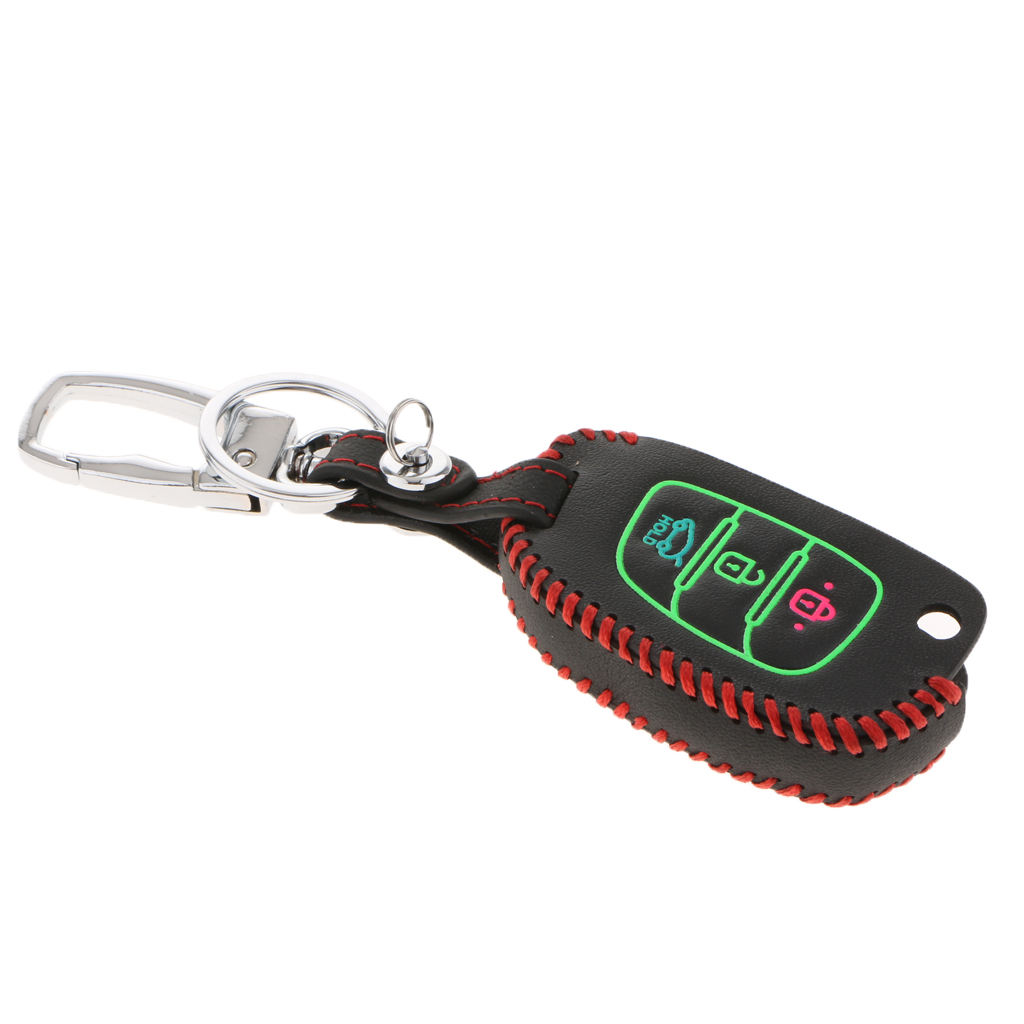 Authentic Leather Remote Smart Key Protector Bag with Key Chain for HYUNDAI 14 MISTRA,15 ELANTRA,15 SANTA,13-15ix35,15 ix25