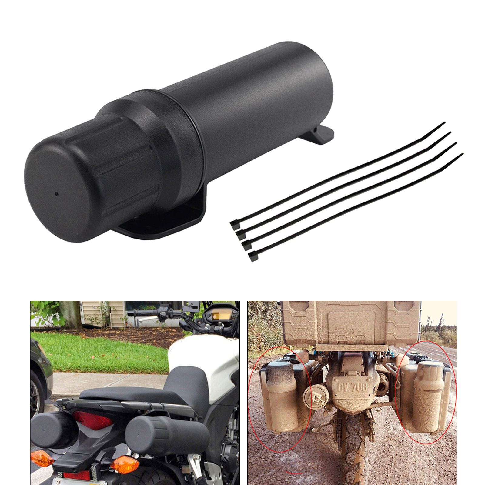 Universal Off-Road Motos Motorcycle Tube Gloves Raincoat Storage Box Cap Holder Black