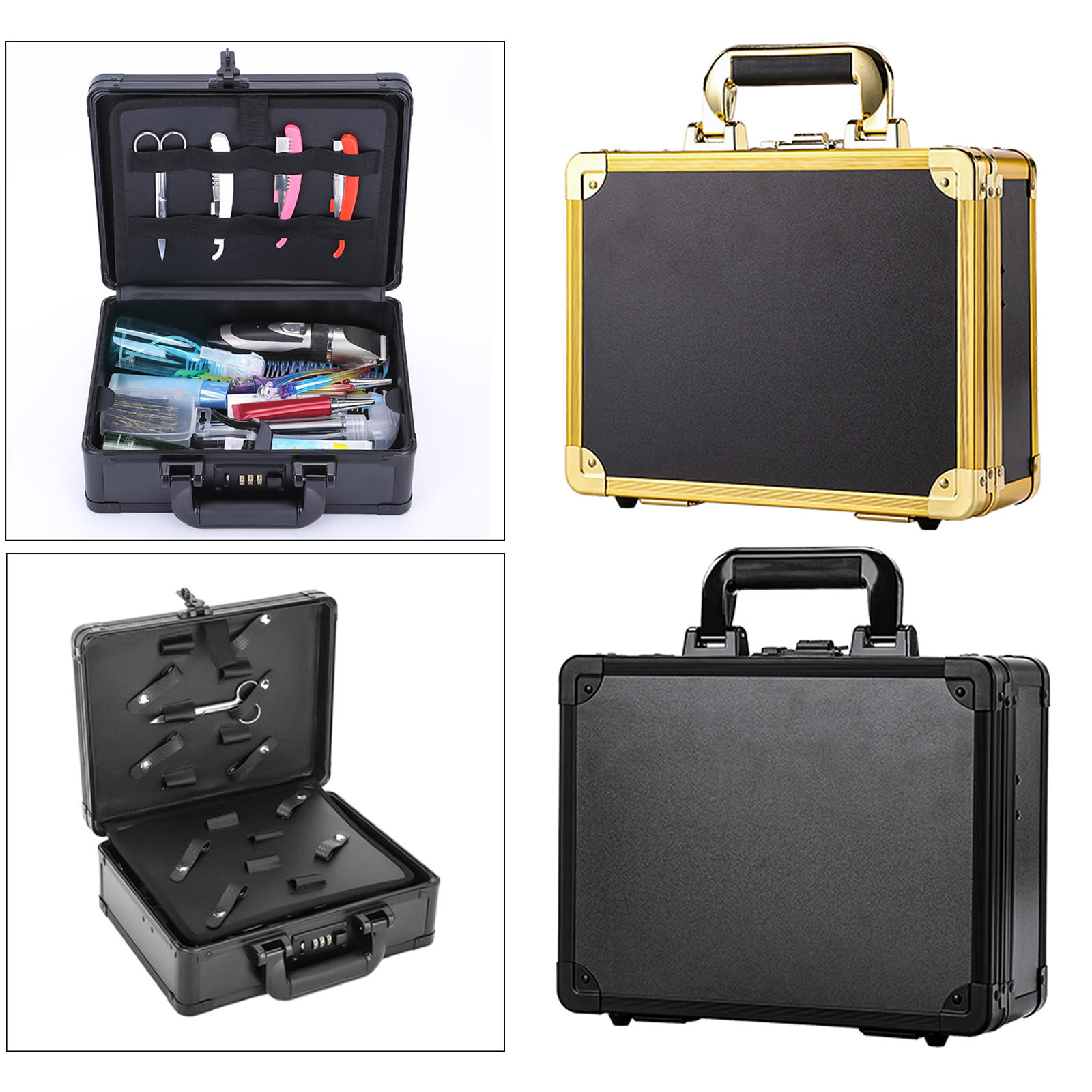 Portable Barber Stylist Travel Metal Case Hair Styling Scissors Combs Tool Box Storage/ Display