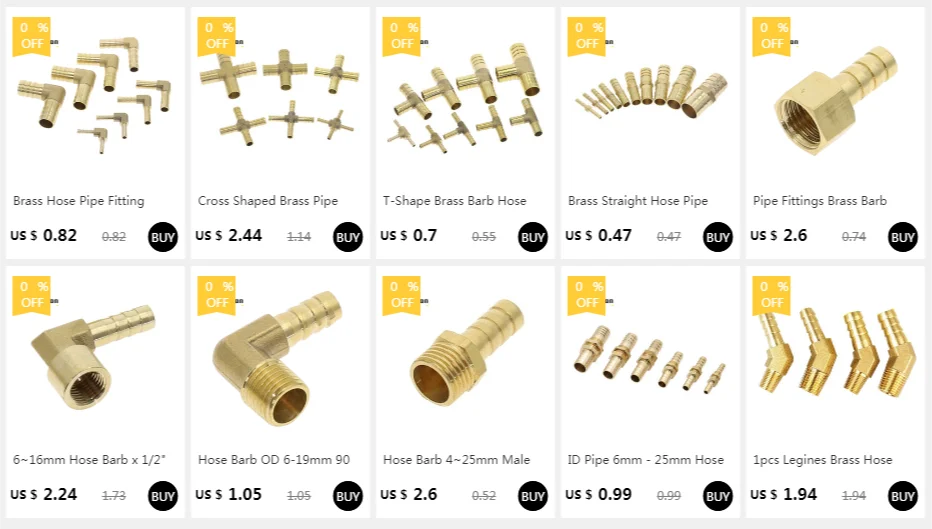 Plumbing tools 10pcs Hose Barb ID 6-19mm 90 Degree Male Thread 1/8 1/4 3/8 1/2BSP Elbow Brass Barbed Fitting Coupler Connector Adapter Copper Color : 19mm , Thread Specification : 14 