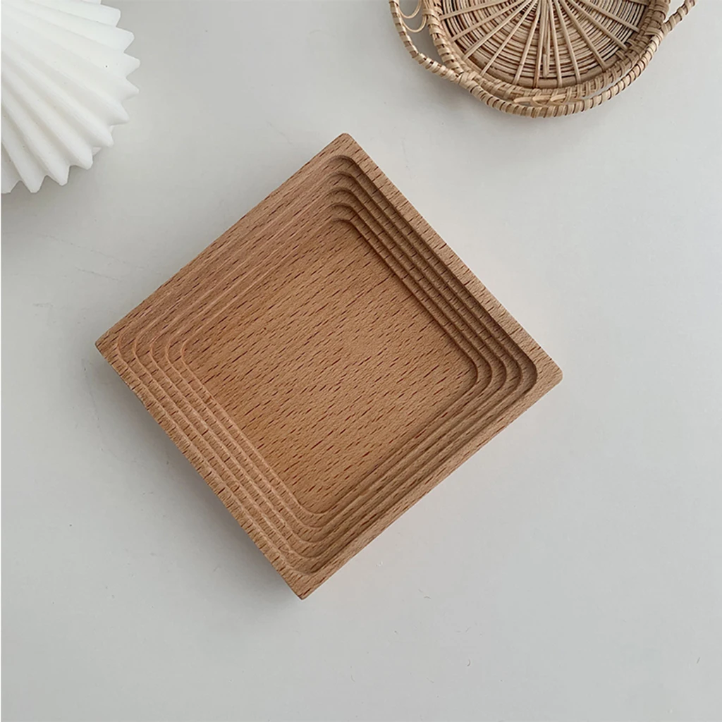 Nordic Decorative Groove Wooden Serving Tray Dessert Cake Food Storage Plate